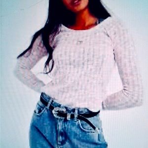 NWOT Free People pink & white tie dye long sleeve shirt